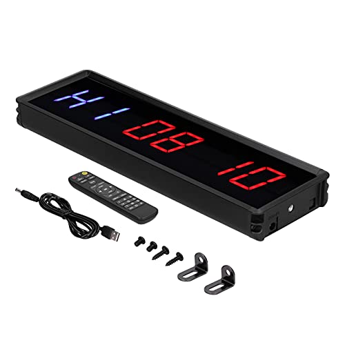 Gym Ultra Clear LED Intervall Timer - Multi Scenes Count Down Up Uhr Mit Metall Stoppuhr, Digital Display Stopwatch Wall Workout Mit Fernbedienung für Home Gym Fitness von Luqeeg