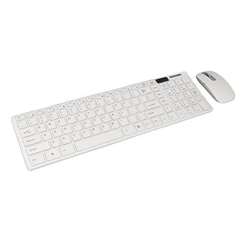 Kabellose 2,4-GHz-Tastatur-Maus-Kombination, 78 Tasten, Ultradünne Computertastaturen, Wiederaufladbare Gaming-Tastatur für Desktop, PC und Laptop, USB-Empfänger, Kompakte Größe von Luqeeg