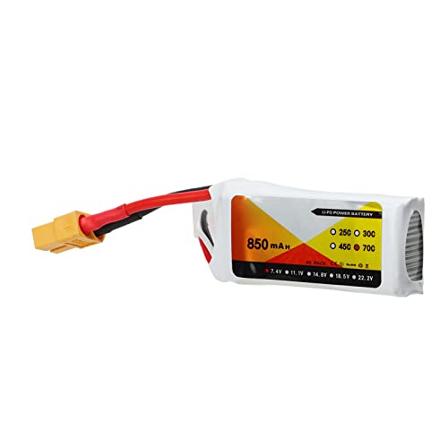 Lipo-Akku – 7,4 V 850 MAh 70 C 2S Lipo-Akku, Lipo-Akku mit XT60-Stecker, Zubehör, Passend für QAV250 Quadcopter 1 18 RC-LKW-Fahrzeuge, Ferngesteuerte Autoteile von Luqeeg