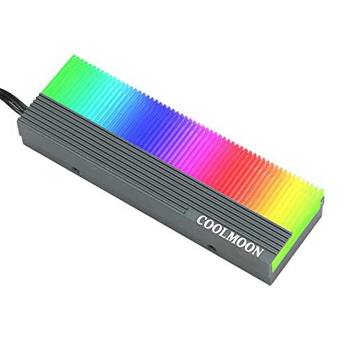 Luqeeg 5-V-ARGB-Dual-Interface-NVMe-M.2-Kühlkörper-SSD-Kühler Nur für M.2-2280-SSD-Laufwerke, mit Wärmeleitpad, RGB-Hintergrundbeleuchtung von Luqeeg