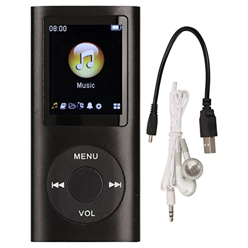 MP3-Player, Tragbarer Verlustfreier Sound, Schlanker MP3-Musik-Player mit Kopfhörer, Digitaler Musik-Player mit 1,8-Zoll-LCD-Bildschirm, Unterstützt Bis zu 64 GB (Schwarz) von Luqeeg