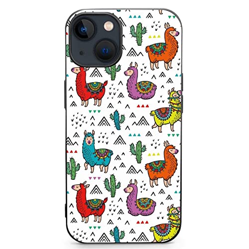 Lurnise Handyhüllen Cartoon Bunte Alpaka-Kaktus Slim Phone Shell Phone Schutzhülle TPU Handyhülle Für iPhone13 Mini von Lurnise