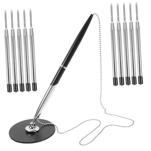 Lurrose 1 Satz rotierender Stift kugelschreiber metallstift Bank-Unterschriftsstift Schreibtisch einziehbar Desktop Unterschriftenstift für die Arbeitsplatte Büro Stift Zinklegierung Black von Lurrose