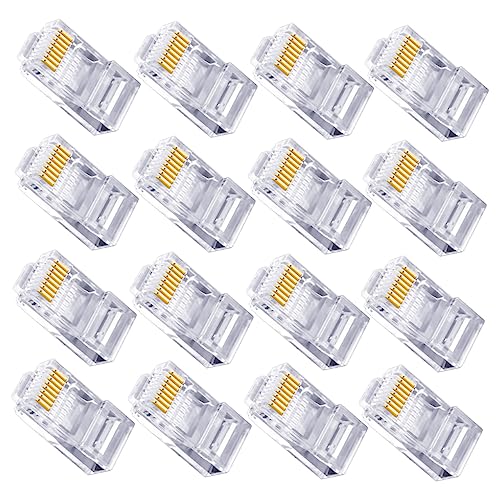 Lurrose 100Stücke Pass Through Cat Ethernet Kabelanschlüsse Transparentes Design Einfach zu Installieren Kompatibel mit Desktop Router von Lurrose