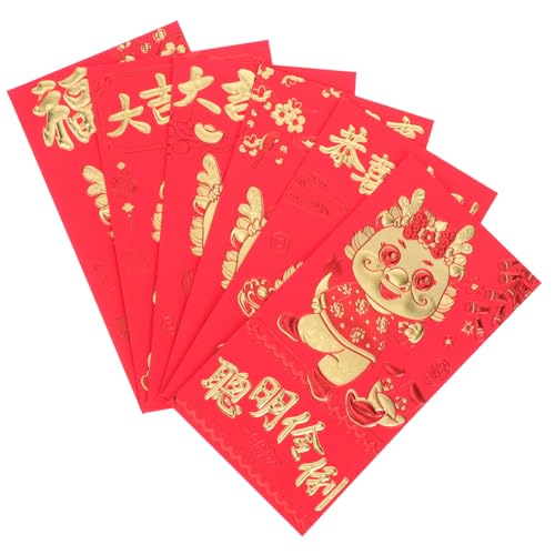 Lurrose 12 Stück Roter Umschlag zum Jahr des Drachen 2024 Frühling Vorabend chinese new year chinesisch neujahr karten portemonnaie hochzeitsgeschenke 2024 rotes Paket Neujahr Geldbeutel von Lurrose