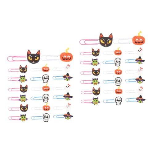 Lurrose 2 Sätze Halloween-buchmarke Klein Papierklammern Halloween-büroklammern Halloween Dekoration Halloween-dekoration Festival-lesezeichen Zarte Büroklammer Weiches Gummi 20 Stück * 2 von Lurrose