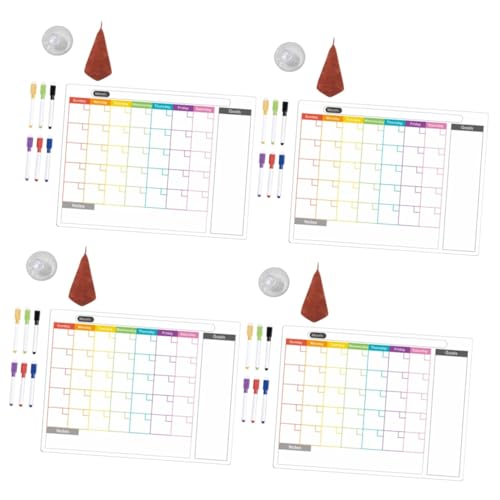 Lurrose 4 Sätze Magnetische Schreibplatte Weiß Kühlschrank für täglich wöchentlich kühlschranl organisator fridge calendar Aufkleber-Erinnerung Notizen zur Erinnerung Notiztafel Baumwolle von Lurrose