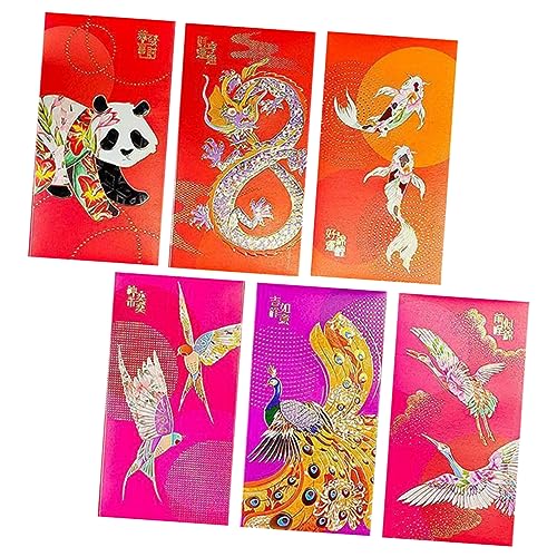 Lurrose 6 Stück Lai Feng Neujahrsvorräte rote Geldumschläge papierrotes paket Taschen zum Mondneujahr Bargeldfüllung roter Papierumschlag rote taschen des neuen jahres Lurrose 6 Stück Lai Feng Neujahrsvorräte rote Geldumschläge papierrotes paket Taschen zum Mondneujahr Bargeldfüllung roter Papierumschlag rote taschen des neuen jahres von Lurrose