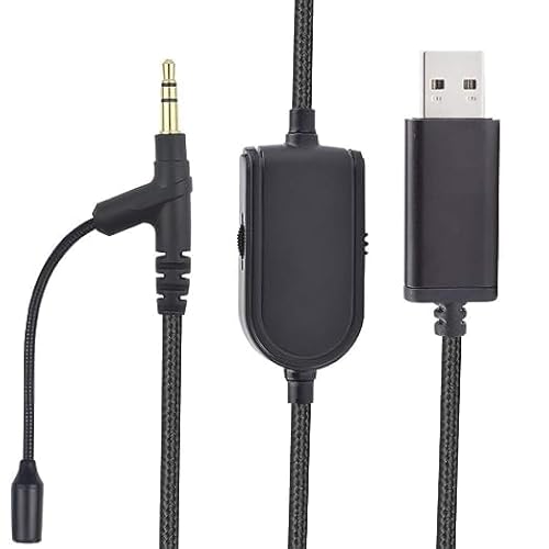 Lusgawer 3,5 mm auf USB A40 Kopfhörer Audio Aux Kabel Ersatz Virtual Surround Sound 7.1 Draht Inline Mic Stummschaltung Lautstärkeregler Nylon geflochtenes Verlängerungskabel für Astro A10 A40 A30 A50 von Lusgawer