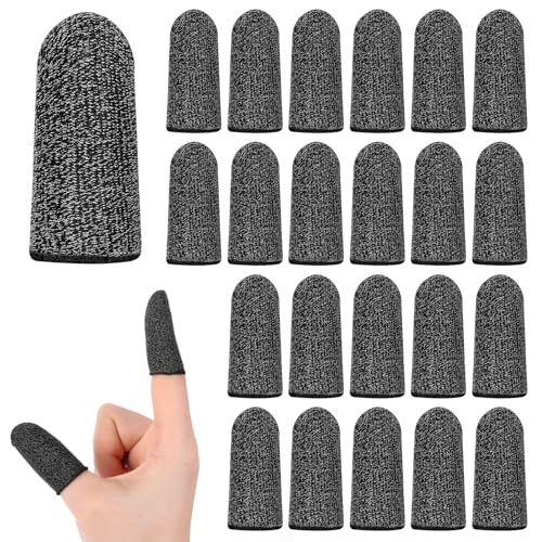 20 Stück Gaming Finger Sleeve- Silberfaser Finger Sleeves-Ultradünne Fingerlinge mit Schwarzem Rand-Schweißfeste Touch fingersleeves Zubehör-für Alle Touchscreen 20 Stück Gaming Finger Sleeve- Silberfaser Finger Sleeves-Ultradünne Fingerlinge mit Schwarzem Rand-Schweißfeste Touch fingersleeves Zubehör-für Alle Touchscreen von Lusofie