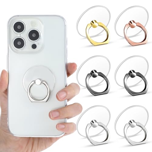 6er-Pack Handy Ring Halterung Transparent Handyring 360 Drehung Handy Halterung Handy-Ringhalter-Griff Handy Halter Finger Kompatibel Für handyhülle Tablet-Hülle Zubehör von Lusofie
