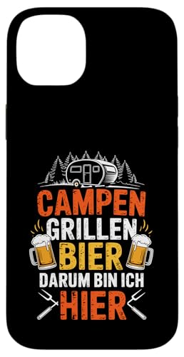 Campen Grillen Bier Darum Bin Ich Hier Lustiges Camping Hülle für iPhone 14 Plus von Lustige Camping Geschenke Für Biertrinker Tee