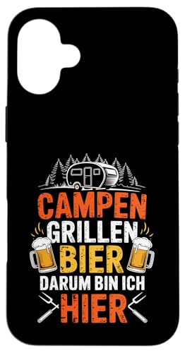Campen Grillen Bier Darum Bin Ich Hier Lustiges Camping Hülle für iPhone 16 Plus Campen Grillen Bier Darum Bin Ich Hier Lustiges Camping Hülle für iPhone 16 Plus von Lustige Camping Geschenke Für Biertrinker Tee
