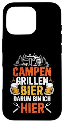 Campen Grillen Bier Darum Bin Ich Hier Lustiges Camping Hülle für iPhone 16 Pro Campen Grillen Bier Darum Bin Ich Hier Lustiges Camping Hülle für iPhone 16 Pro von Lustige Camping Geschenke Für Biertrinker Tee