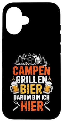 Campen Grillen Bier Darum Bin Ich Hier Lustiges Camping Hülle für iPhone 16 Campen Grillen Bier Darum Bin Ich Hier Lustiges Camping Hülle für iPhone 16 von Lustige Camping Geschenke Für Biertrinker Tee
