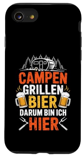 Campen Grillen Bier Darum Bin Ich Hier Lustiges Camping Hülle für iPhone SE (2020) / 7 / 8 von Lustige Camping Geschenke Für Biertrinker Tee
