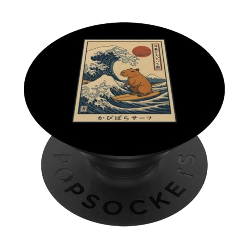 Capybara Calmly Surfing The Great Wave PopSockets Klebender PopGrip Capybara Calmly Surfing The Great Wave PopSockets Klebender PopGrip von Lustige Capybara Bekleidung Geschenke Capy