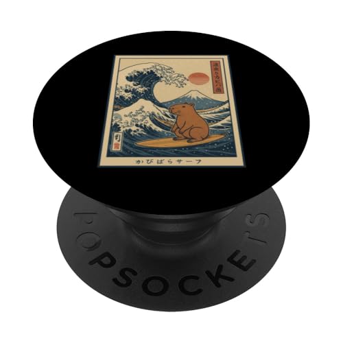 Capybara Calmly Surfing The Great Wave PopSockets Klebender PopGrip Capybara Calmly Surfing The Great Wave PopSockets Klebender PopGrip von Lustige Capybara Bekleidung Geschenke Capy