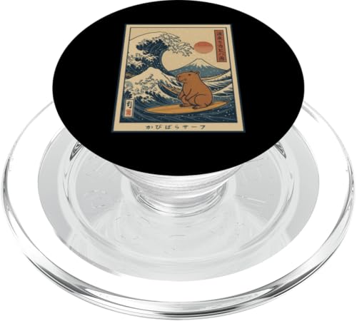 Capybara Calmly Surfing The Great Wave PopSockets PopGrip für MagSafe von Lustige Capybara Bekleidung Geschenke Capy