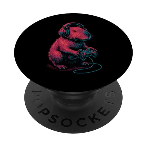 Capybara Gamer Gaming PopSockets Klebender PopGrip Capybara Gamer Gaming PopSockets Klebender PopGrip von Lustige Capybara Bekleidung Geschenke Capy