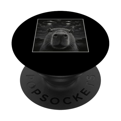 Capybara Meets UFO Aliens PopSockets Klebender PopGrip Capybara Meets UFO Aliens PopSockets Klebender PopGrip von Lustige Capybara Bekleidung Geschenke Capy