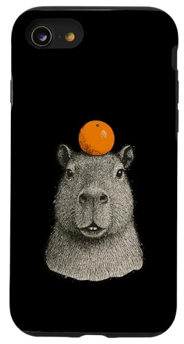 Capybara With Mandarin On The Head Hülle für iPhone SE (2020) / 7 / 8 von Lustige Capybara Bekleidung Geschenke Capy