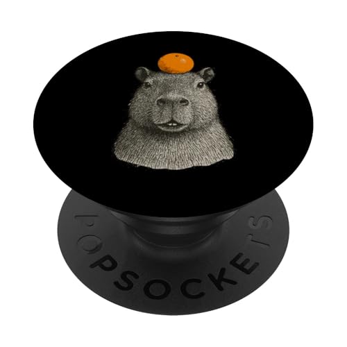 Capybara With Mandarin On The Head PopSockets Klebender PopGrip Capybara With Mandarin On The Head PopSockets Klebender PopGrip von Lustige Capybara Bekleidung Geschenke Capy
