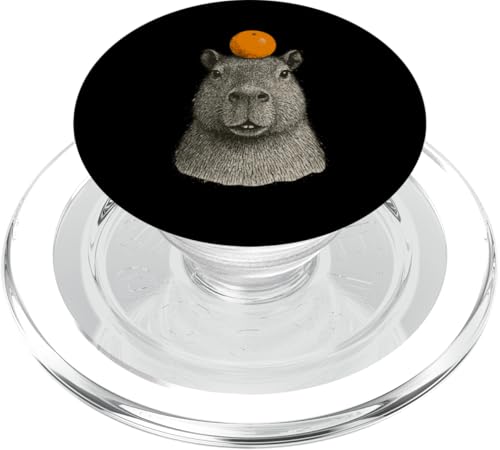 Capybara With Mandarin On The Head PopSockets PopGrip für MagSafe Capybara With Mandarin On The Head PopSockets PopGrip für MagSafe von Lustige Capybara Bekleidung Geschenke Capy