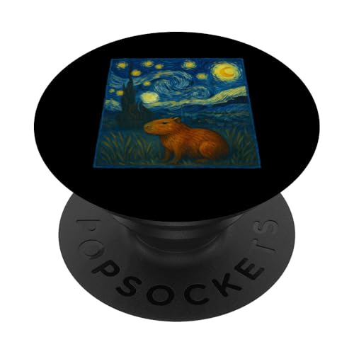 Capybara van Gogh Starry Night PopSockets Klebender PopGrip Capybara van Gogh Starry Night PopSockets Klebender PopGrip von Lustige Capybara Bekleidung Geschenke Capy