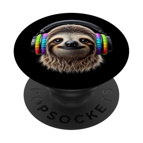 DJ Faultier Disko Rave Club Party Feiern Faultier Kopfhörer PopSockets Klebender PopGrip von Lustige Faultier Diskothek Bar Tanzclub Nachtleben