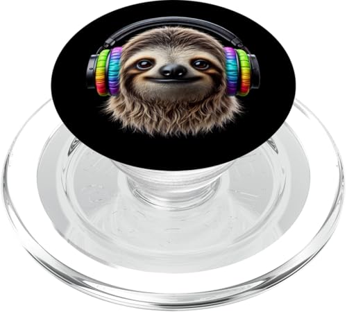 DJ Faultier Disko Rave Club Party Feiern Faultier Kopfhörer PopSockets PopGrip für MagSafe von Lustige Faultier Diskothek Bar Tanzclub Nachtleben