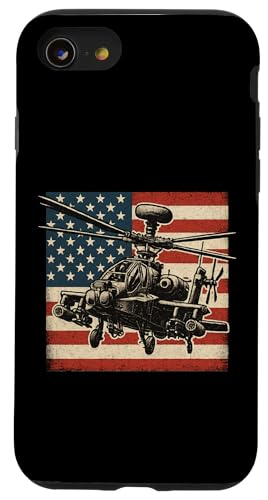 Apache AH 64 USA American Flag United States Patriotic Hülle für iPhone SE (2020) / 7 / 8 von Lustige Geschenke für Hubschrauberpiloten