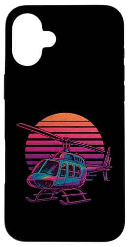 Helicopter Vaporwave Hülle für iPhone 16 Plus von Lustige Geschenke für Hubschrauberpiloten