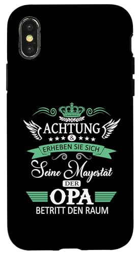 Achtung seine Majestät der Opa Vatertagsgeschenk Spruch Hülle für iPhone X/XS Achtung seine Majestät der Opa Vatertagsgeschenk Spruch Hülle für iPhone X/XS von Lustige Opa Großvater Papa Enkel Sprüche Geschenke