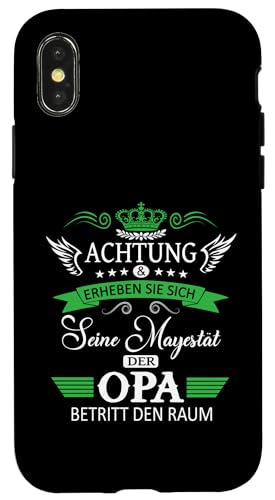Achtung seine Majestät der Opa Vatertagsgeschenk Spruch Hülle für iPhone X/XS Achtung seine Majestät der Opa Vatertagsgeschenk Spruch Hülle für iPhone X/XS von Lustige Opa Großvater Papa Enkel Sprüche Geschenke