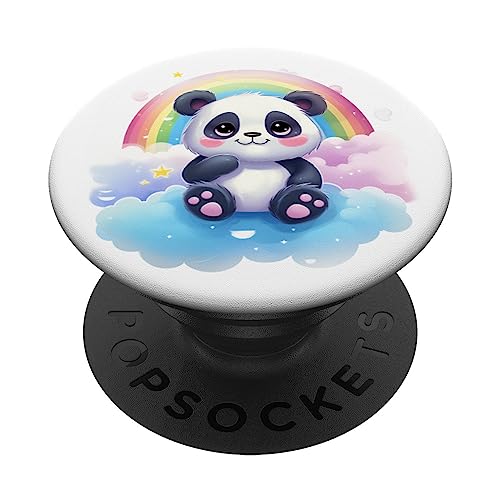 Panda Regenbogen Pandabär Damen Mädchen Kinder PopSockets mit austauschbarem PopGrip von Lustige Panda Liebhaber Geschenke