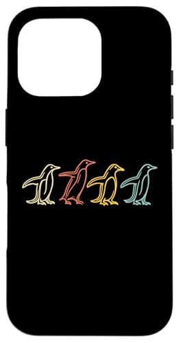 Retro Penguin Line Art Vintage Colorful Outline Hülle für iPhone 16 Pro Retro Penguin Line Art Vintage Colorful Outline Hülle für iPhone 16 Pro von Lustige Penguin Geschenke Pinguins Kostüm