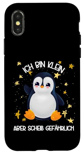 Hülle für iPhone X/XS Pinguin Handyhülle Ich Bin Klein Aber Gefährlich von Lustige Pinguin Handyhülle Geschenk