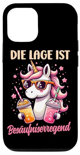 Die Lage ist besäufniserregend Einhorn Trinkerliebhaber Hülle für iPhone 12/12 Pro von Lustige Trinker Sprüche Sarkastische Zitate Humor