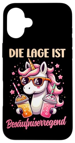 Die Lage ist besäufniserregend Einhorn Trinkerliebhaber Hülle für iPhone 16 Plus Die Lage ist besäufniserregend Einhorn Trinkerliebhaber Hülle für iPhone 16 Plus von Lustige Trinker Sprüche Sarkastische Zitate Humor