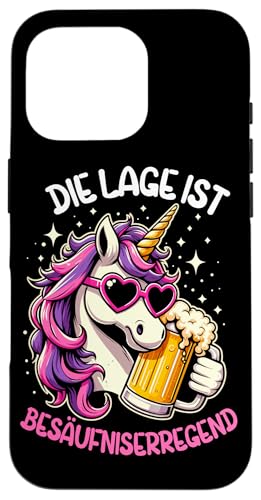 Die Lage ist besäufniserregend Einhorn Trinkerliebhaber Hülle für iPhone 16 Pro Die Lage ist besäufniserregend Einhorn Trinkerliebhaber Hülle für iPhone 16 Pro von Lustige Trinker Sprüche Sarkastische Zitate Humor