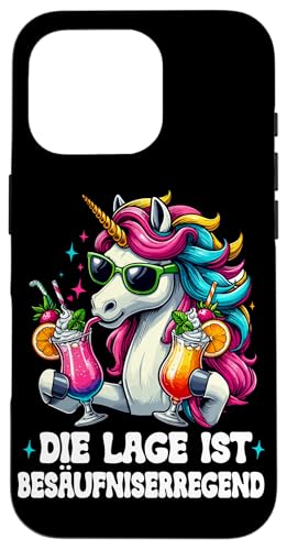 Die Lage ist besäufniserregend Einhorn Trinkerliebhaber Hülle für iPhone 16 Pro Die Lage ist besäufniserregend Einhorn Trinkerliebhaber Hülle für iPhone 16 Pro von Lustige Trinker Sprüche Sarkastische Zitate Humor