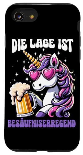 Die Lage ist besäufniserregend Einhorn Trinkerliebhaber Hülle für iPhone SE (2020) / 7 / 8 von Lustige Trinker Sprüche Sarkastische Zitate Humor