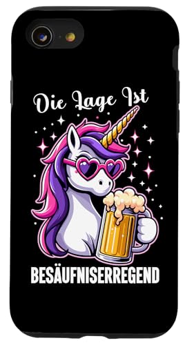 Die Lage ist besäufniserregend Einhorn Trinkerliebhaber Hülle für iPhone SE (2020) / 7 / 8 von Lustige Trinker Sprüche Sarkastische Zitate Humor