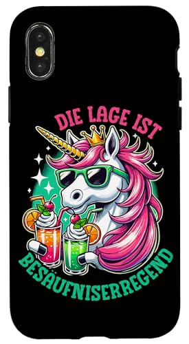 Die Lage ist besäufniserregend Einhorn Trinkerliebhaber Hülle für iPhone X/XS von Lustige Trinker Sprüche Sarkastische Zitate Humor
