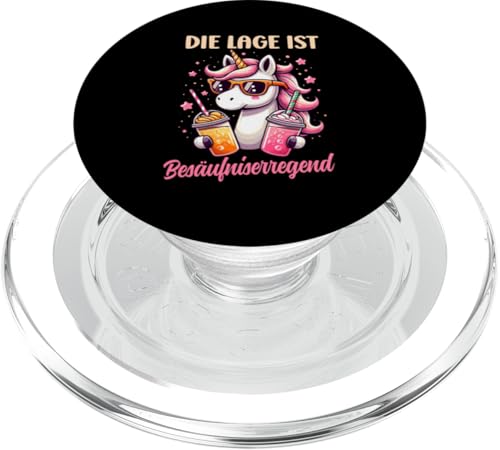 Die Lage ist besäufniserregend Einhorn Trinkerliebhaber PopSockets PopGrip für MagSafe von Lustige Trinker Sprüche Sarkastische Zitate Humor