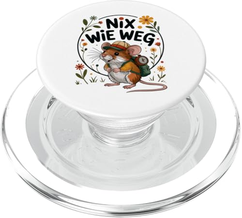 Nix wie weg - nichts wie raus Wandern Abenteuer mit Maus PopSockets PopGrip für MagSafe von Lustige Wandermotive mit Tieren
