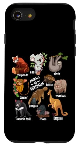 Australische Tierausbildung Zoologie Tiere Australiens Hülle für iPhone SE (2020) / 7 / 8 von Lustige australische Tiere Blumengrafiken