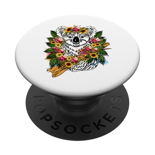Australisches Tier Koala mit Blumen florale Koala -Liebhaber PopSockets Klebender PopGrip Australisches Tier Koala mit Blumen florale Koala -Liebhaber PopSockets Klebender PopGrip von Lustige australische Tiere Blumengrafiken