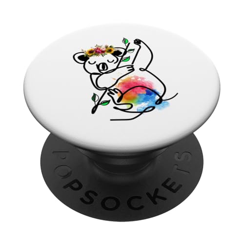 Australisches Tier Koala mit Blumen florale Koala -Liebhaber PopSockets Klebender PopGrip Australisches Tier Koala mit Blumen florale Koala -Liebhaber PopSockets Klebender PopGrip von Lustige australische Tiere Blumengrafiken